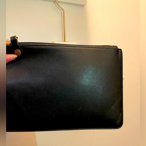 Karl Lagerfeld black wristlet bag pouch - Picture 2 of 5